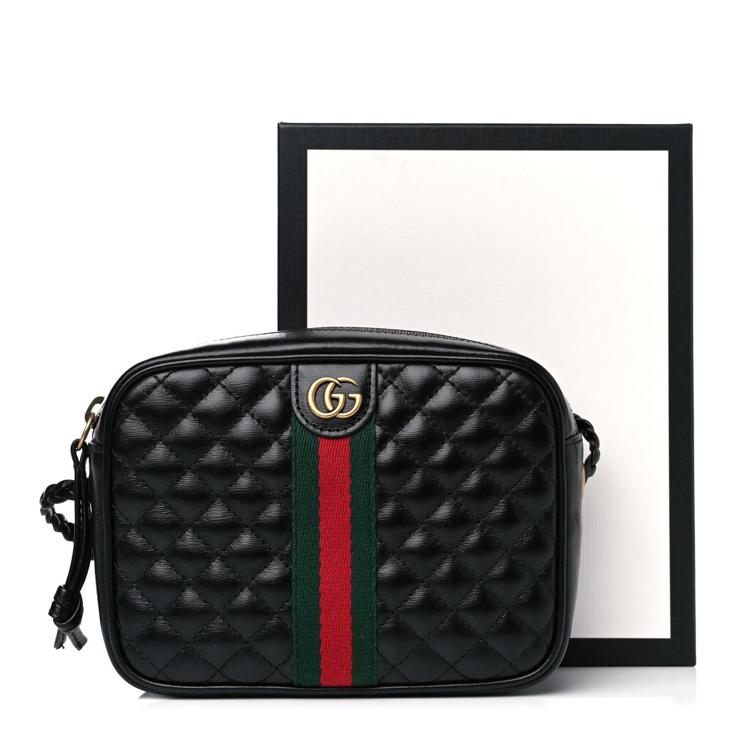 Gucci Calfskin Trapuntata Web Mini GG Shoulder Bag Black 7 of 7