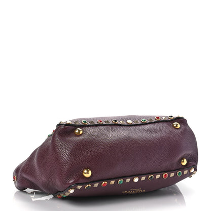 Valentino Garavani Grained Calfskin Small Rockstud Rolling Tote Rubin 4 of 7