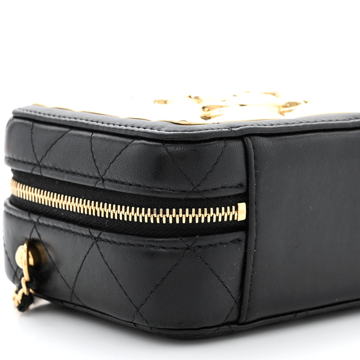 Chanel Lambskin Quilted Golden Plate Clutch With Chain Black 9 of 10