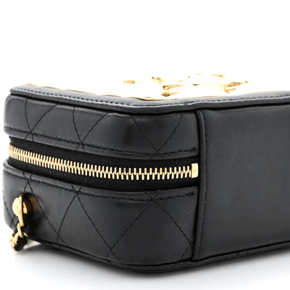 Chanel Lambskin Quilted Golden Plate Clutch With Chain Black 9 of 10
