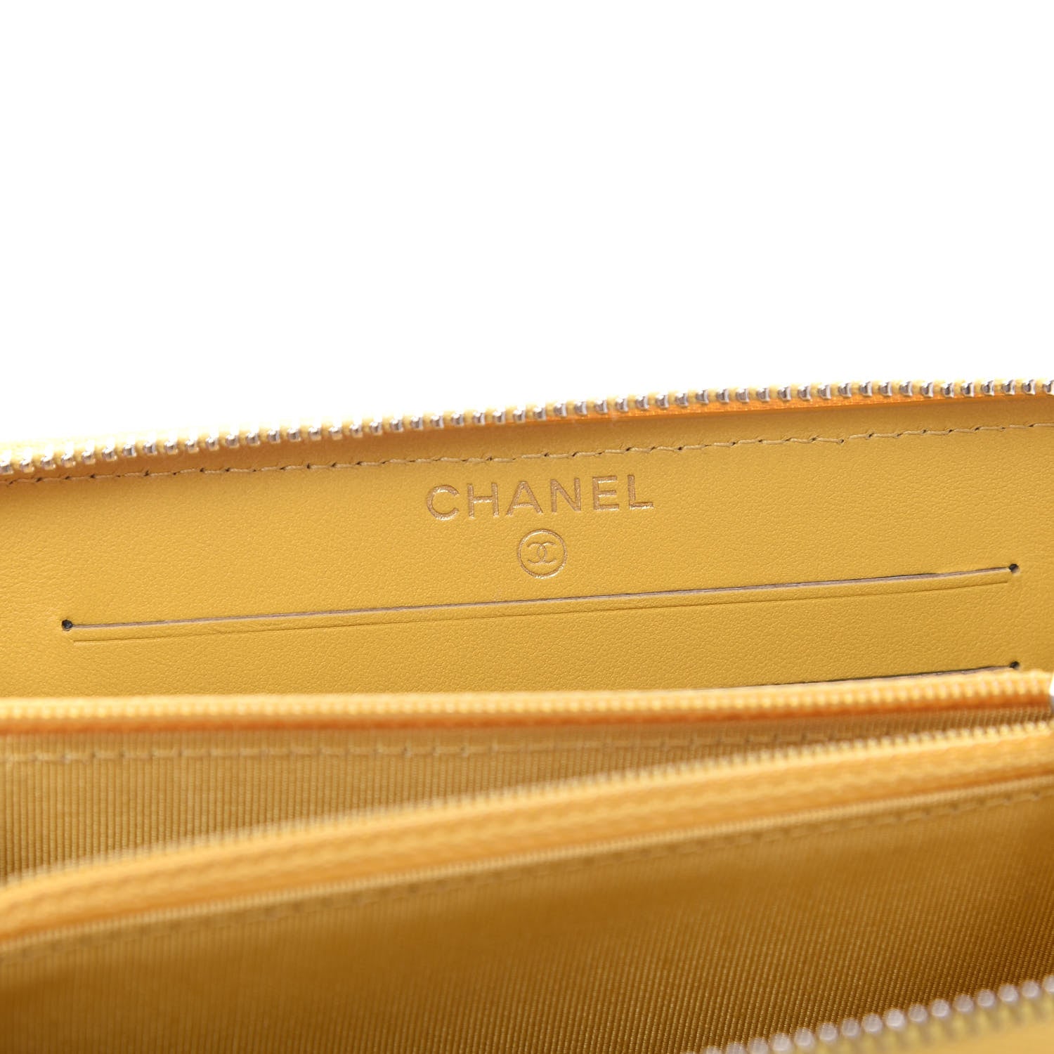 Chanel Caviar Quilted Small Zip Around Wallet Yellow 8 of 12