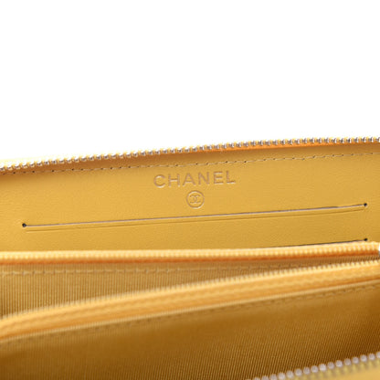 Chanel Caviar Quilted Small Zip Around Wallet Yellow 8 of 12