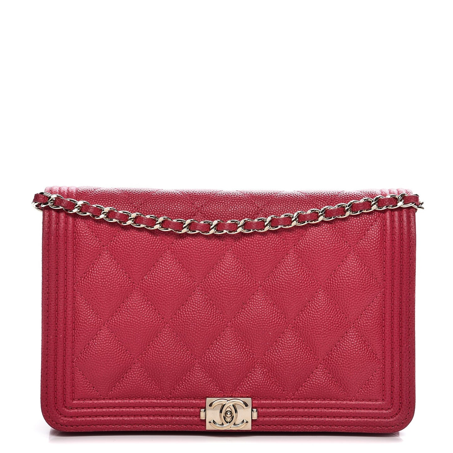 Caviar Quilted Boy Wallet On Chain WOC Fuchsia