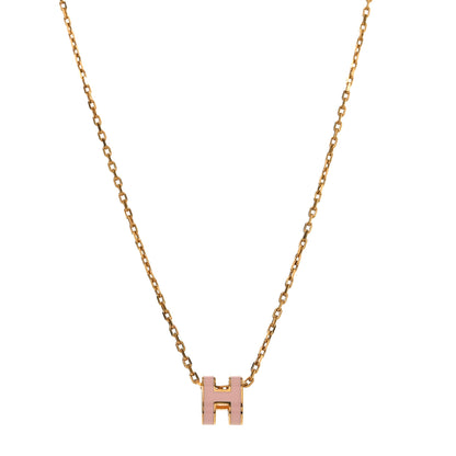 Hermes Lacquered Rose Gold Mini Pop H Pendant Necklace Rose Dragee 1 of 4