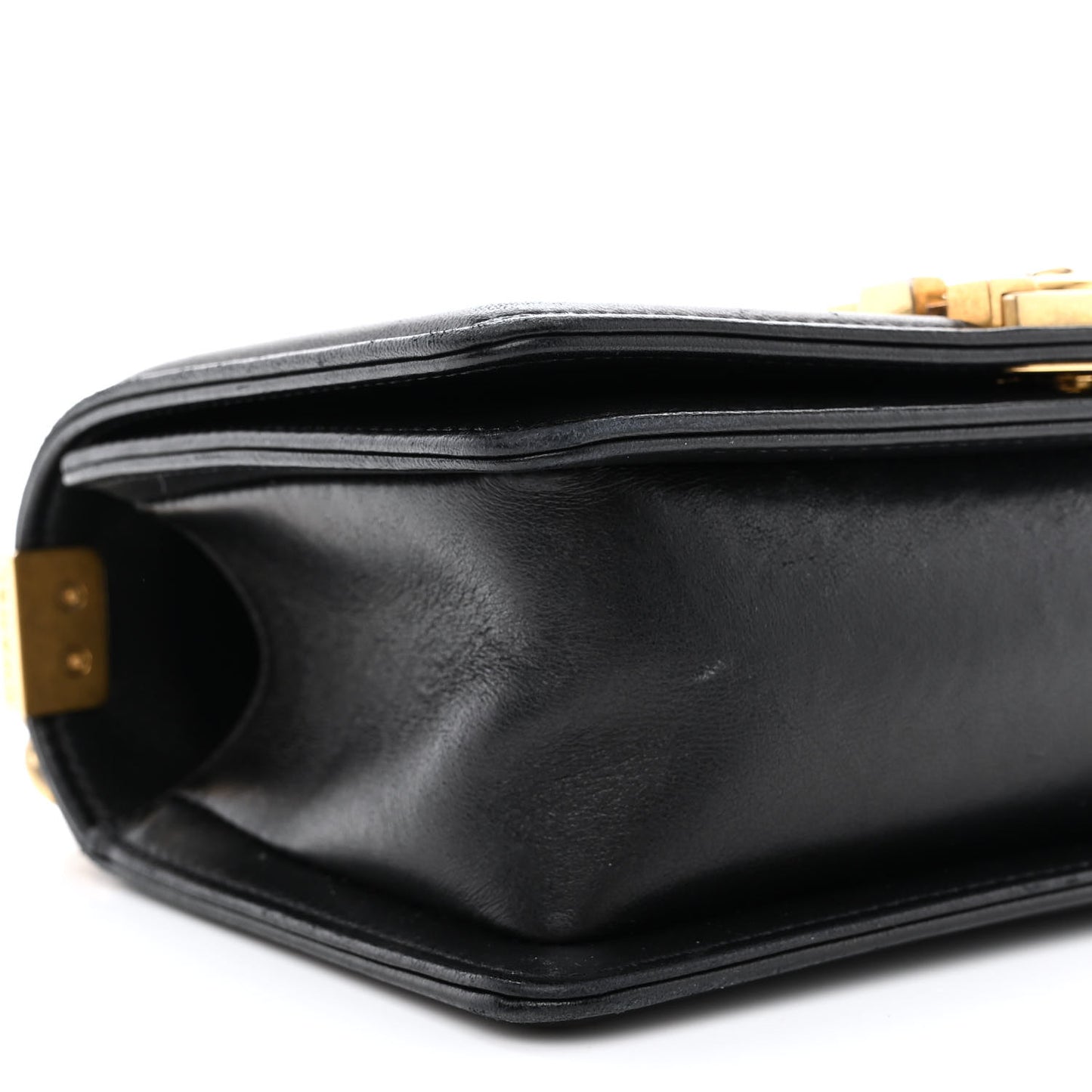 Calfskin Quilted Small Boy Flap Black