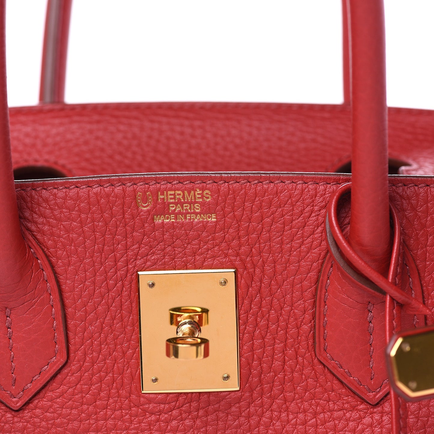 Taurillon Clemence Horseshoe Bi-Color Birkin 30 Rouge Garance and Orange