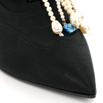 Chanel Grosgrain Pearl Crystal Bow CC Oxford Lace Up Booties 38.5 Black 11 of 11