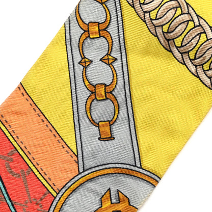 Hermes Silk La Promenade Du Matin Twilly Orange Jaune Black 11 of 12