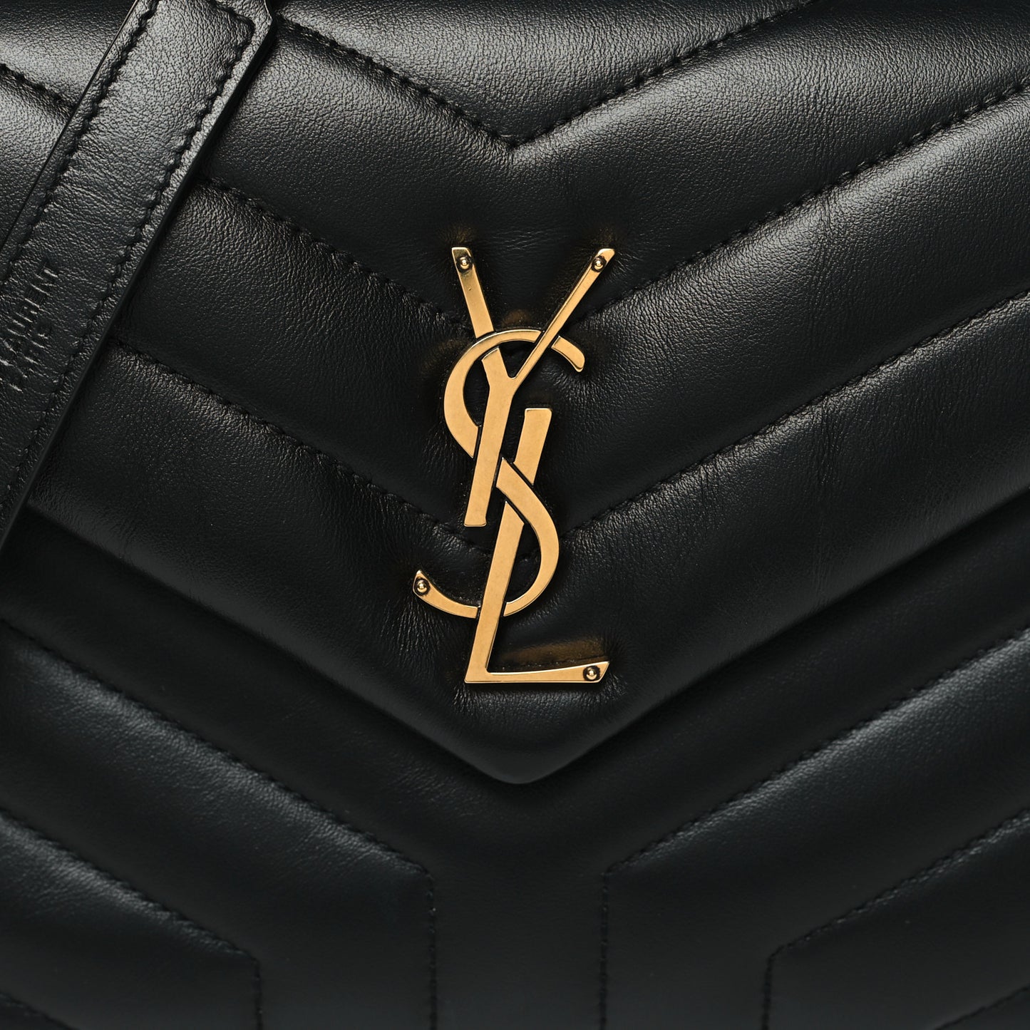 Calfskin Y Quilted Monogram Small Loulou Chain Satchel Black