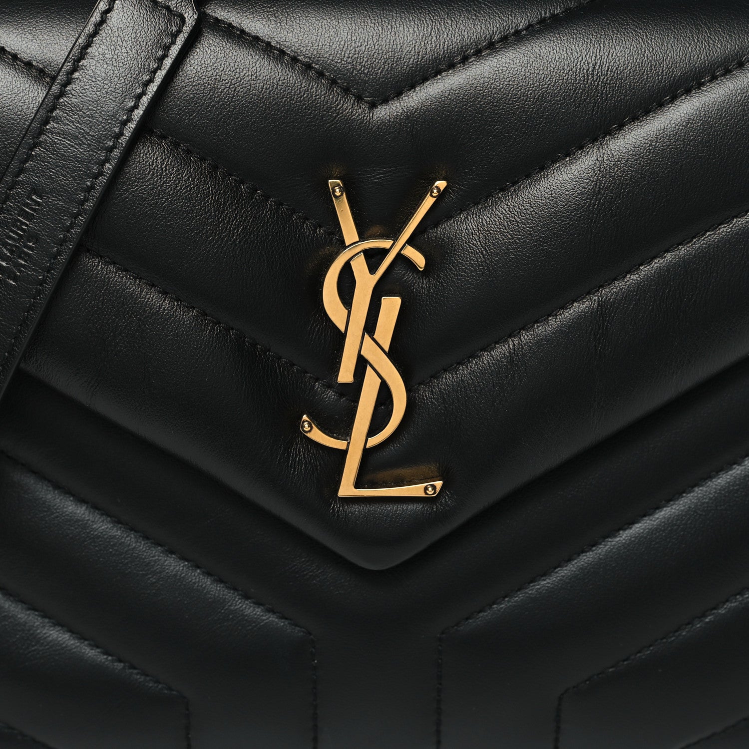 Saint Laurent Calfskin Y Quilted Monogram Small Loulou Chain Satchel Black 9 of 12