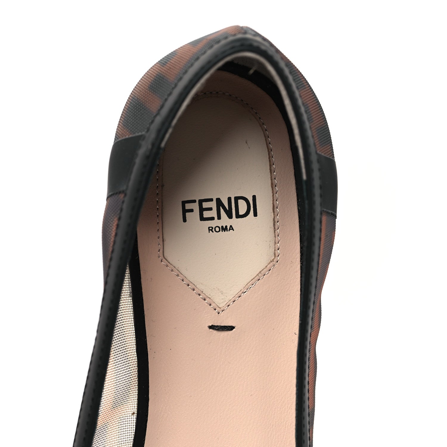Fendi Mesh FF Skimmer Ballerina Flats 36 Tobacco Moro Black 7 of 8