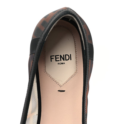 Fendi Mesh FF Skimmer Ballerina Flats 36 Tobacco Moro Black 7 of 8
