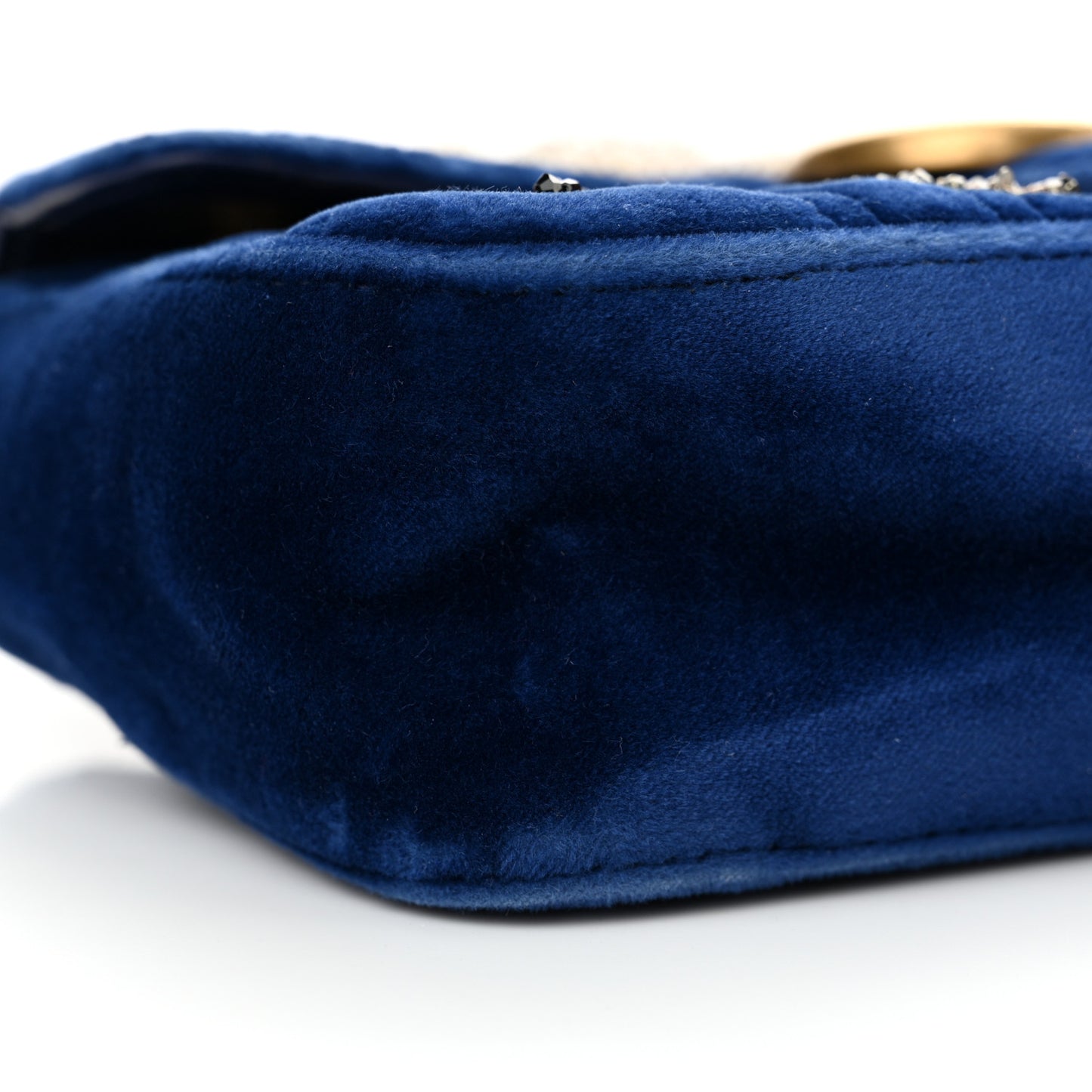 Velvet Matelasse Embroidered Mini GG Marmont Shoulder Bag Cobalt Blue