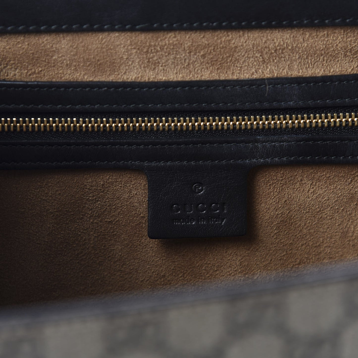 GG Supreme Monogram Calfskin Medium Padlock Top Handle Bag Beige Black Cuir