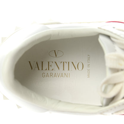 Valentino Garavani Calfskin Patent Womens Rockstud Open Sneakers 36.5 White Fuchsia 7 of 9