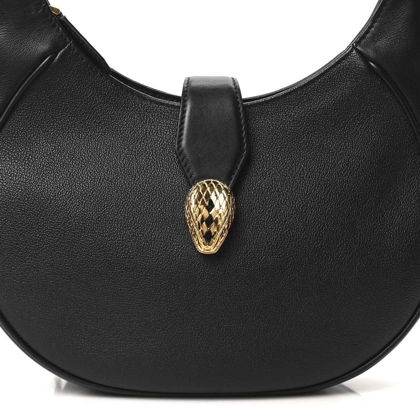 Urban Grain Smooth Calfskin Serpenti Ellipse Shoulder Bag Black