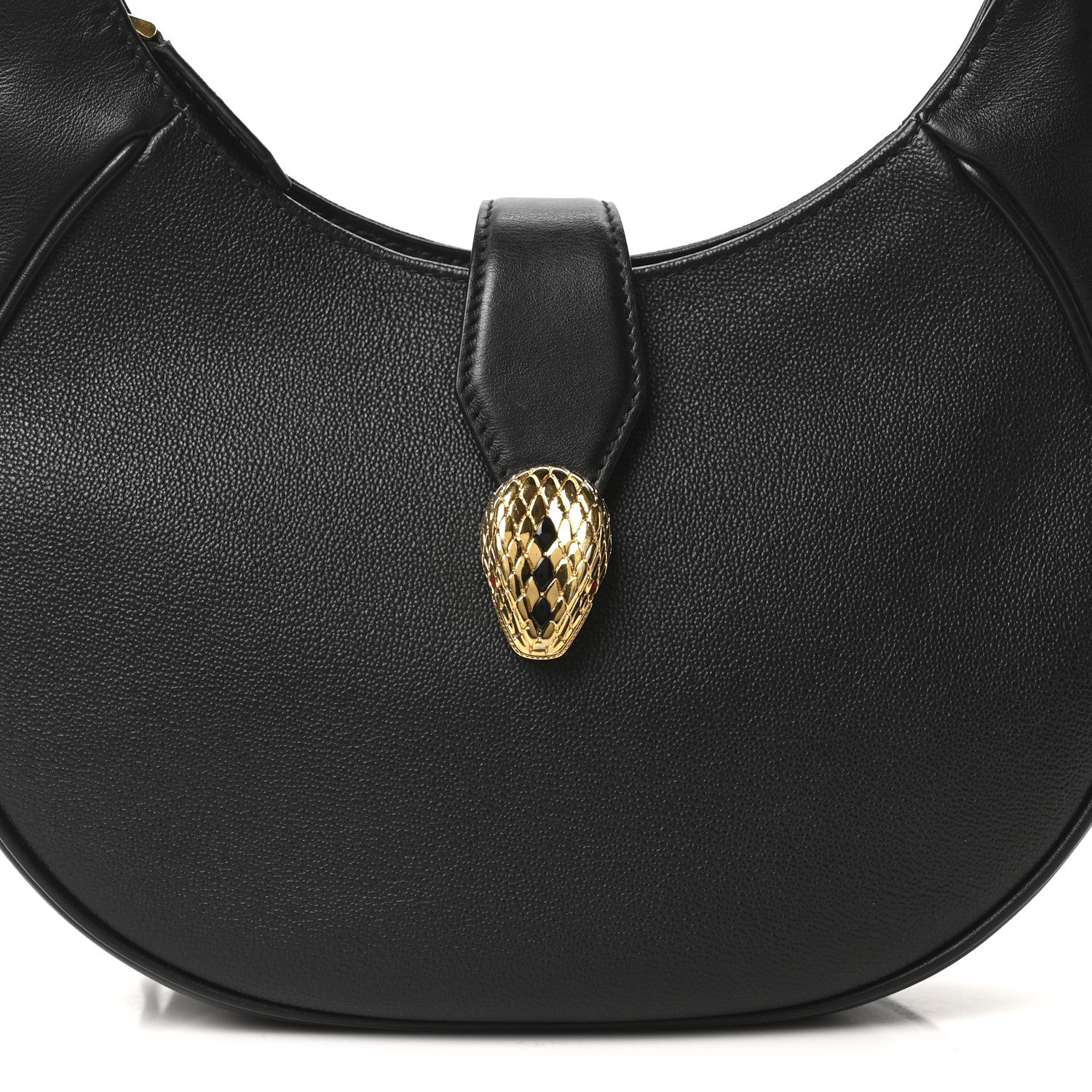 Bulgari Urban Grain Smooth Calfskin Serpenti Ellipse Shoulder Bag Black 7 of 9