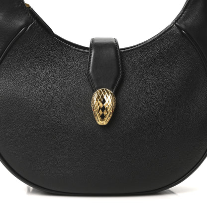 Bulgari Urban Grain Smooth Calfskin Serpenti Ellipse Shoulder Bag Black 7 of 9
