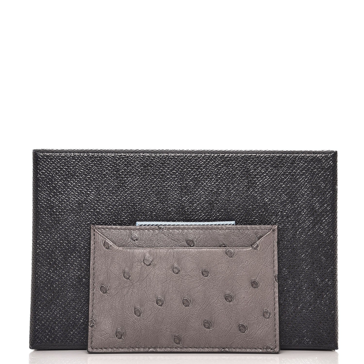 Prada Ostrich Card Case Mercurio 6 of 8