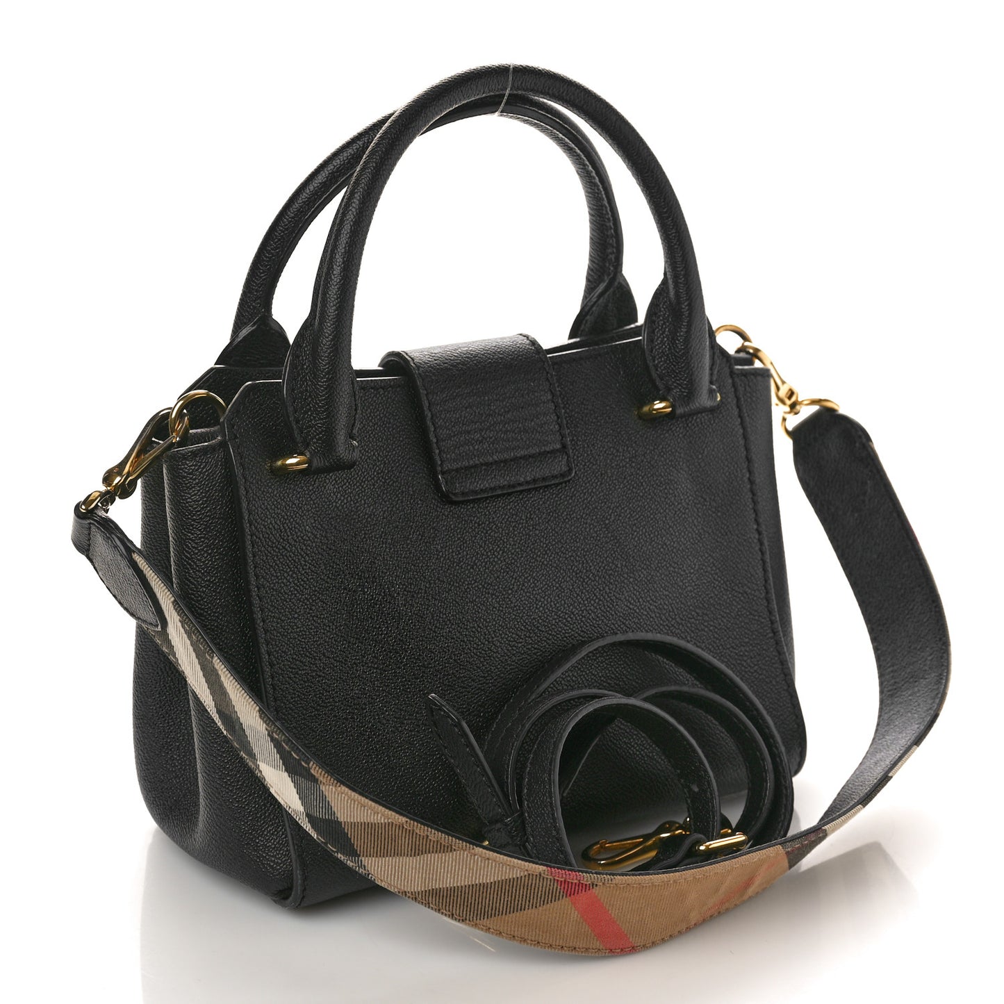 Soft Grain Calfskin Small Buckle Tote Black