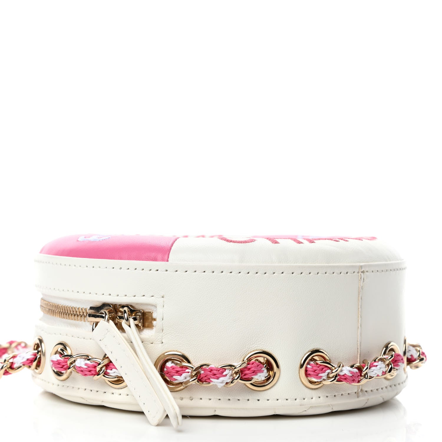 Chanel Lambskin Coco Lifesaver Round Bag Pink White 3 of 4