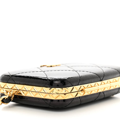 Chanel Glazed Goatskin Quilted Small Box With Chain Black 9 of 10