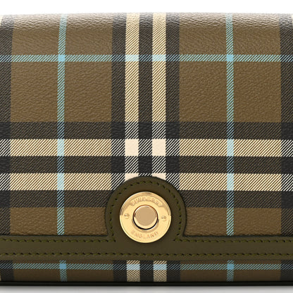 Burberry Coated Canvas Calfskin Vintage Check Note Top Handle Shoulder Bag Olive Green 8 of 10