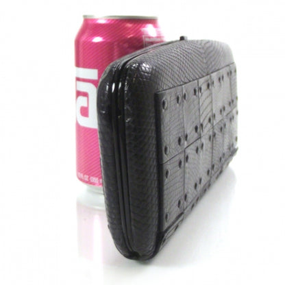 Burberry Prorsum Lizard Warrior Check Evening Bag Black 3 of 6