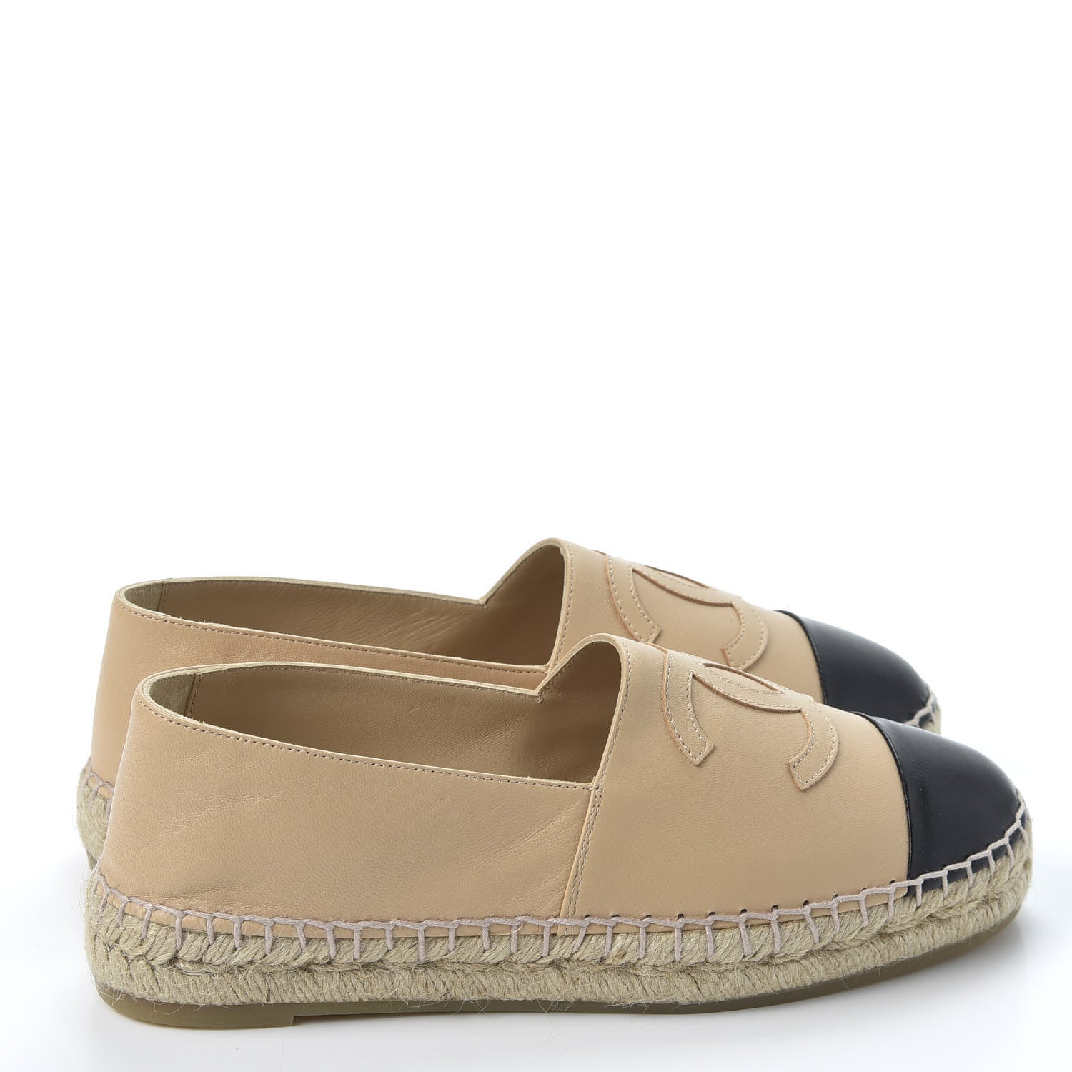 Chanel Lambskin CC Espadrilles 36 Beige Black 4 of 12