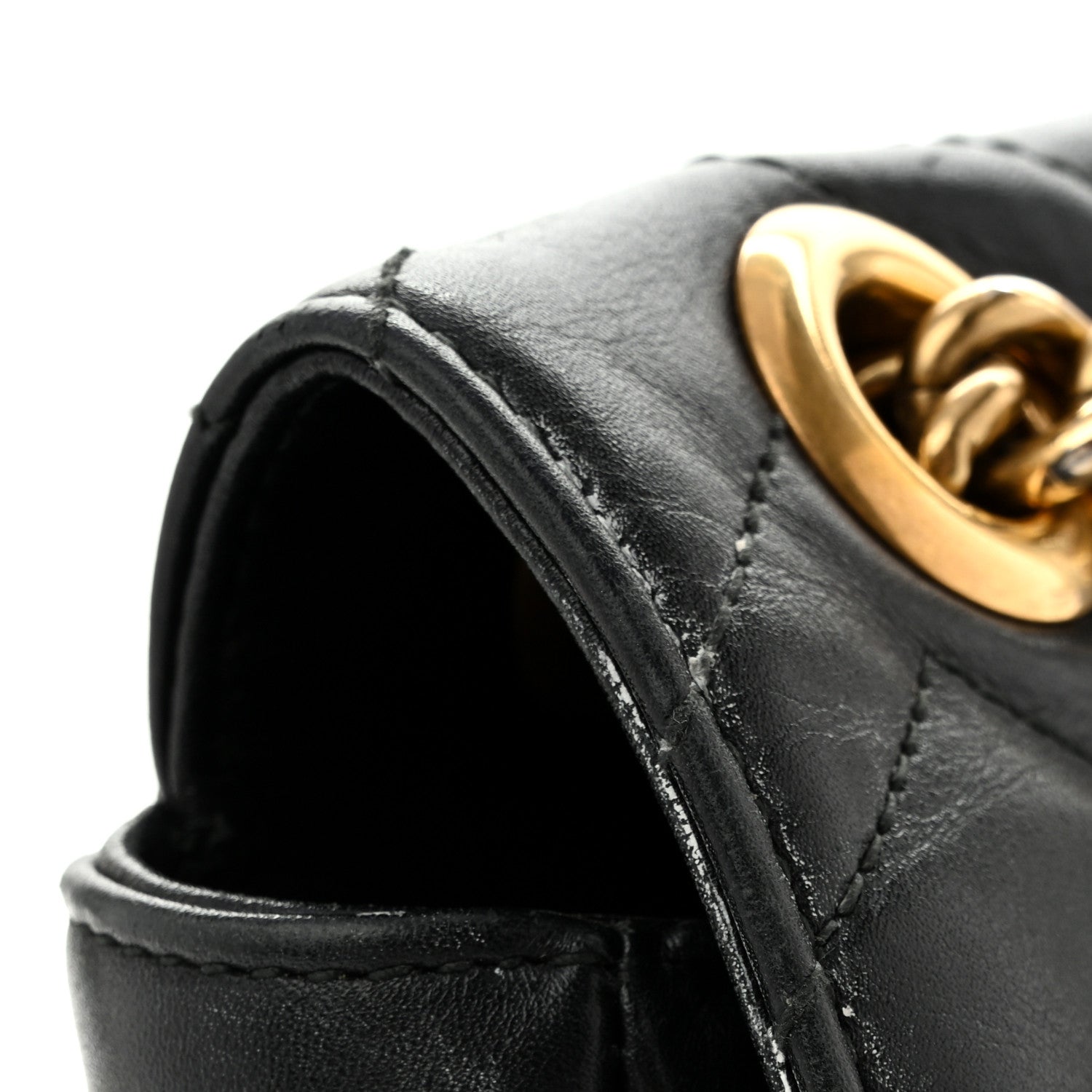 Gucci Calfskin Matelasse Medium GG Marmont Shoulder Bag Black 13 of 17