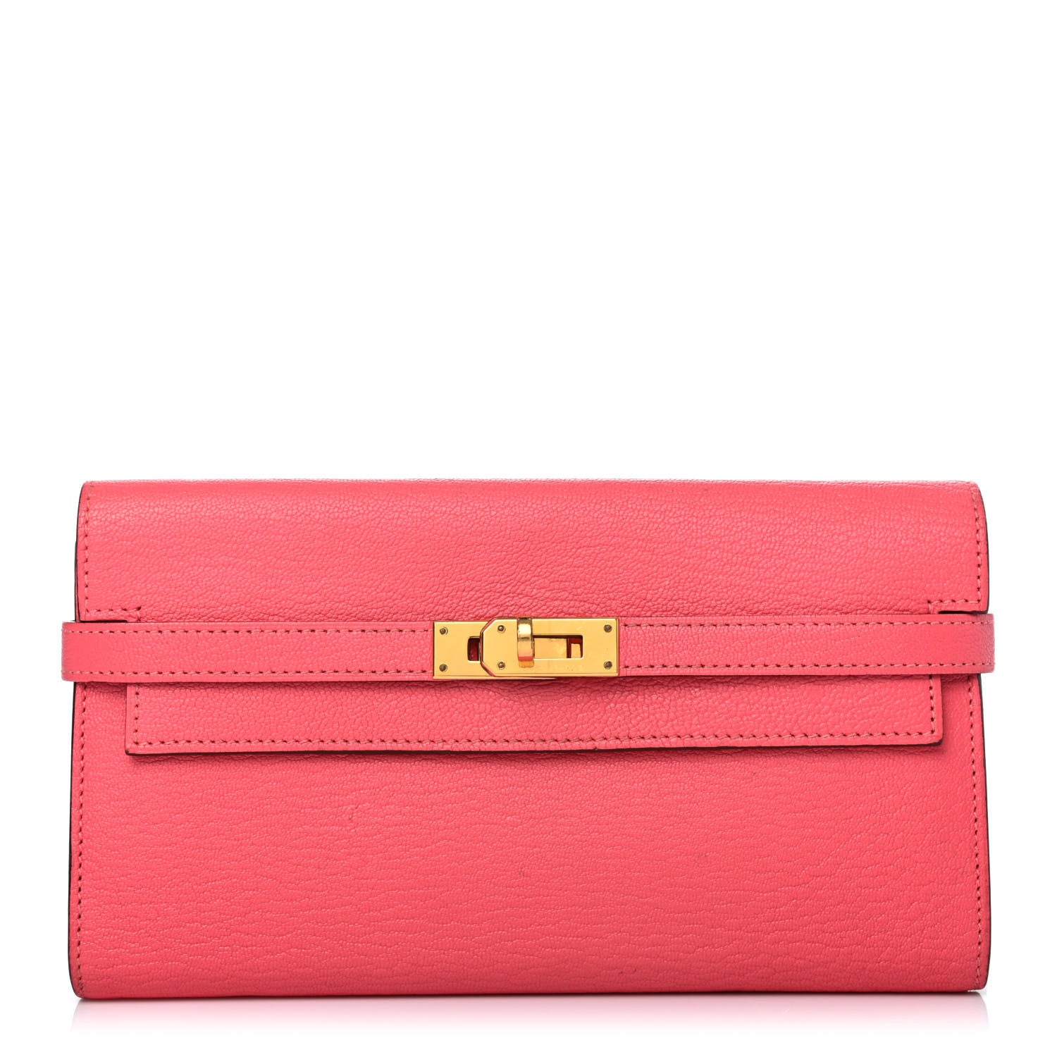 Hermes Chevre Mysore Kelly Longue Wallet Rose Lipstick 1 of 4