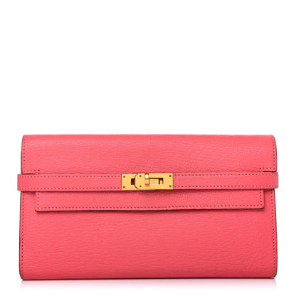 Hermes Chevre Mysore Kelly Longue Wallet Rose Lipstick 1 of 4