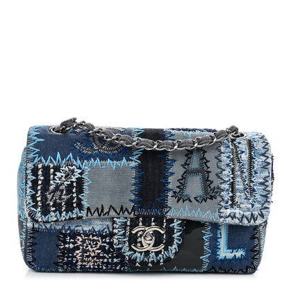 Chanel Denim Tweed Patchwork Medium Single Flap Blue 1 of 12