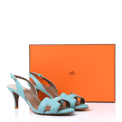 Hermes Taurillon Clemence Night 70 Slingback Sandals 42 8 of 8