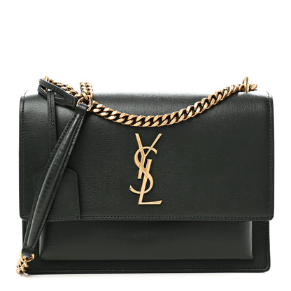 Saint Laurent Calfskin Medium Monogram Sunset Dark Green 1 of 9