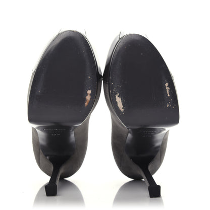 Saint Laurent Suede Patent Tribtoo 105 Cap Toe Pumps 37.5 Grey 4 of 9
