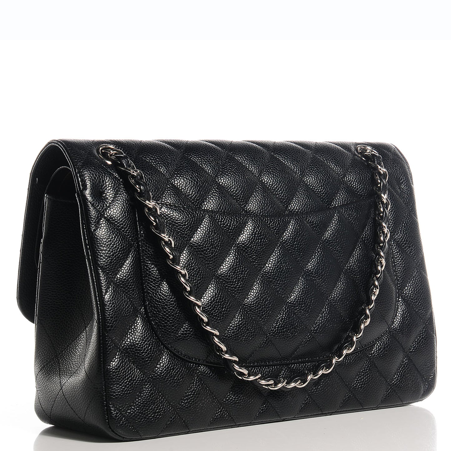 Caviar Quilted Jumbo Double Flap Black