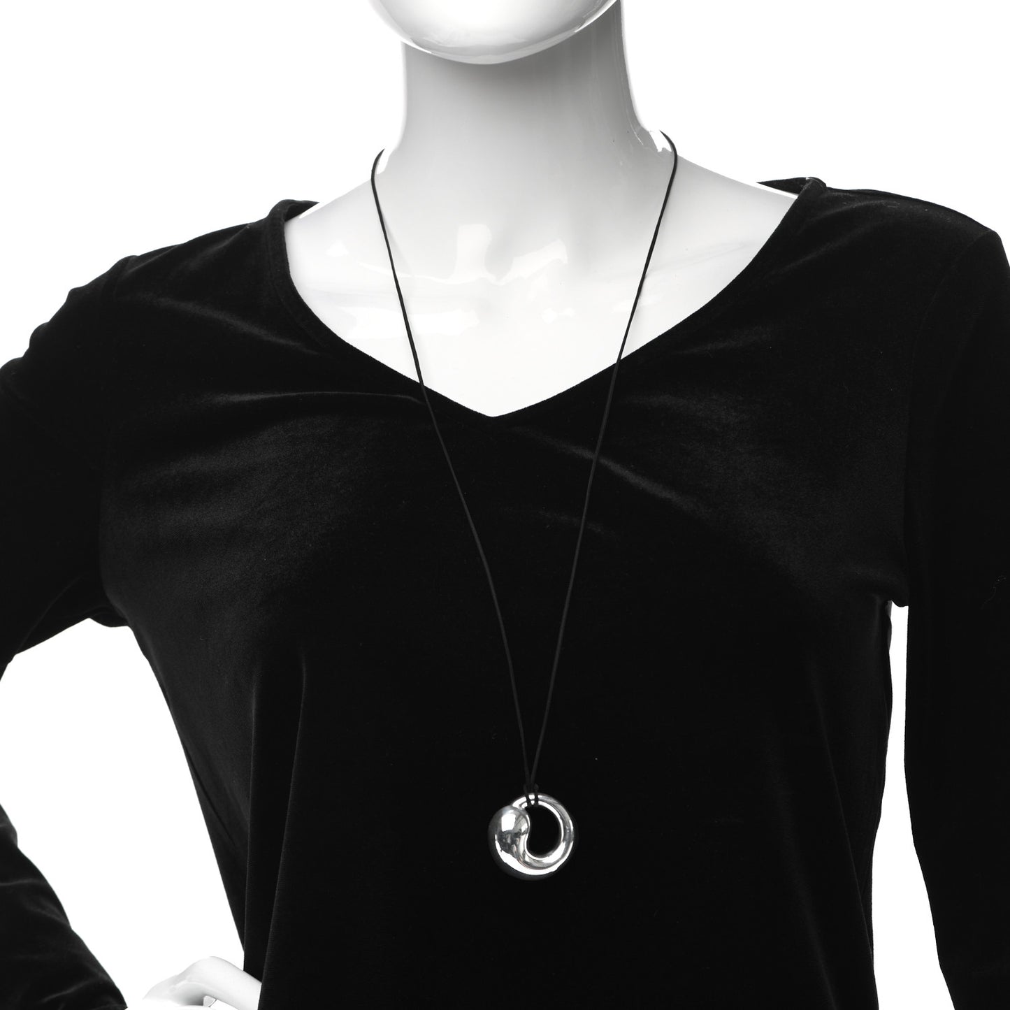 Sterling Silver Large Elsa Peretti Eternal Circle Cord Necklace