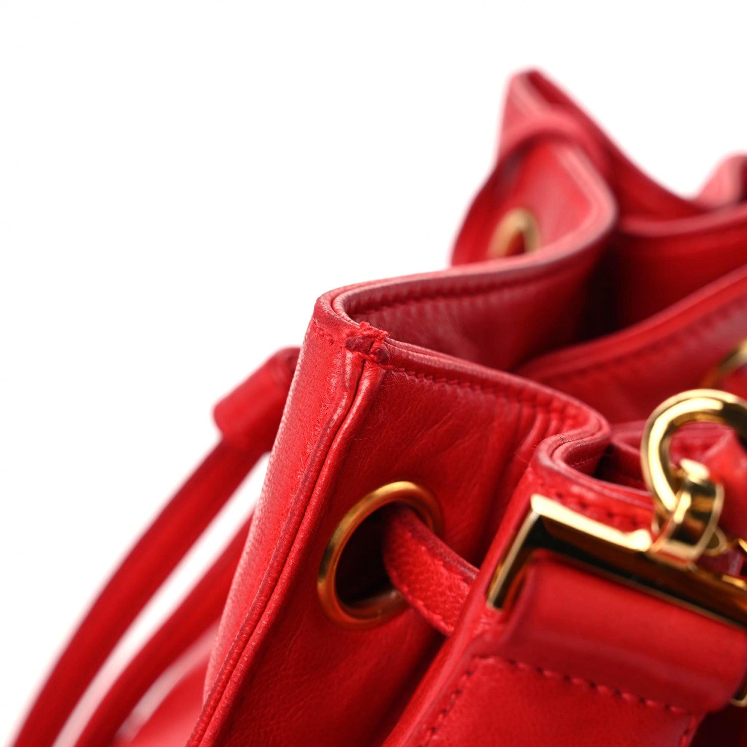 Chanel Lambskin CC Drawstring Shoulder Bag Red 22 of 22