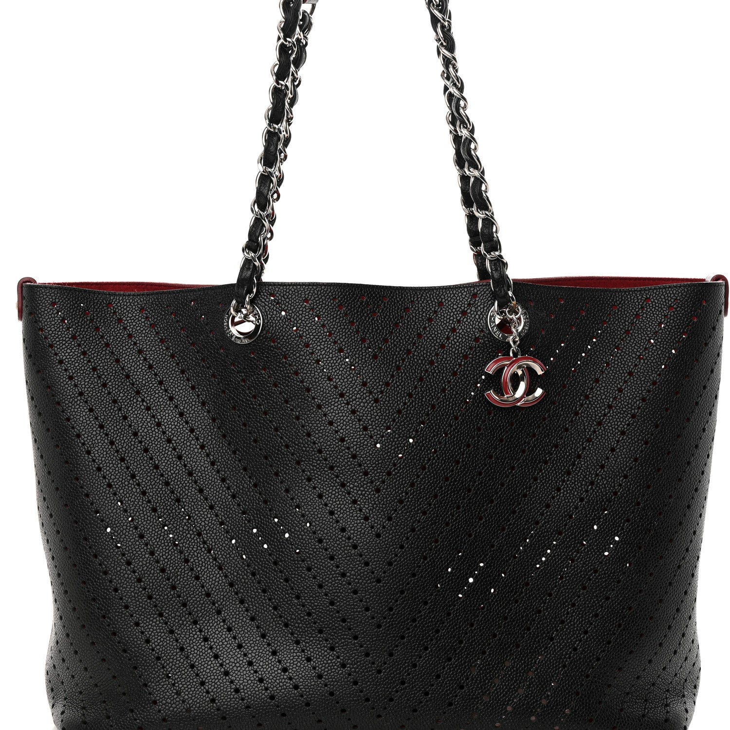 Chanel Perforated Grained Calfskin Large Shopping Tote Black 8 of 17