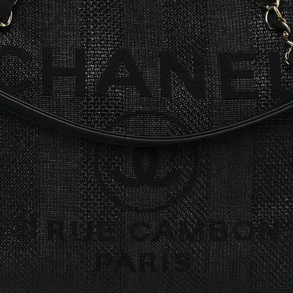 Chanel Mixed Fibers Calfskin Striped Medium Deauville Tote Black 8 of 11