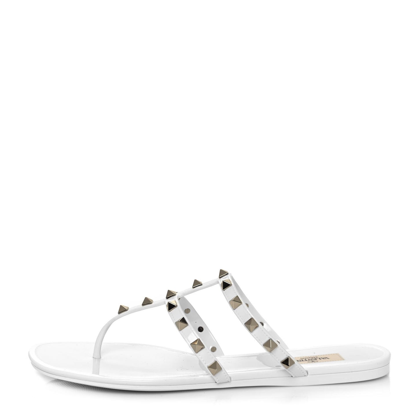 PVC Jelly Rockstud Caged Flat Thong Sandals 41 Optic White