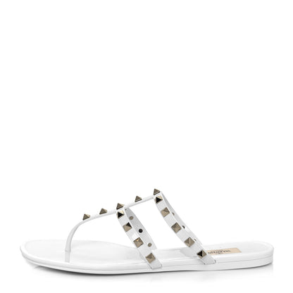 Valentino Garavani PVC Jelly Rockstud Caged Flat Thong Sandals 41 Optic White 1 of 8