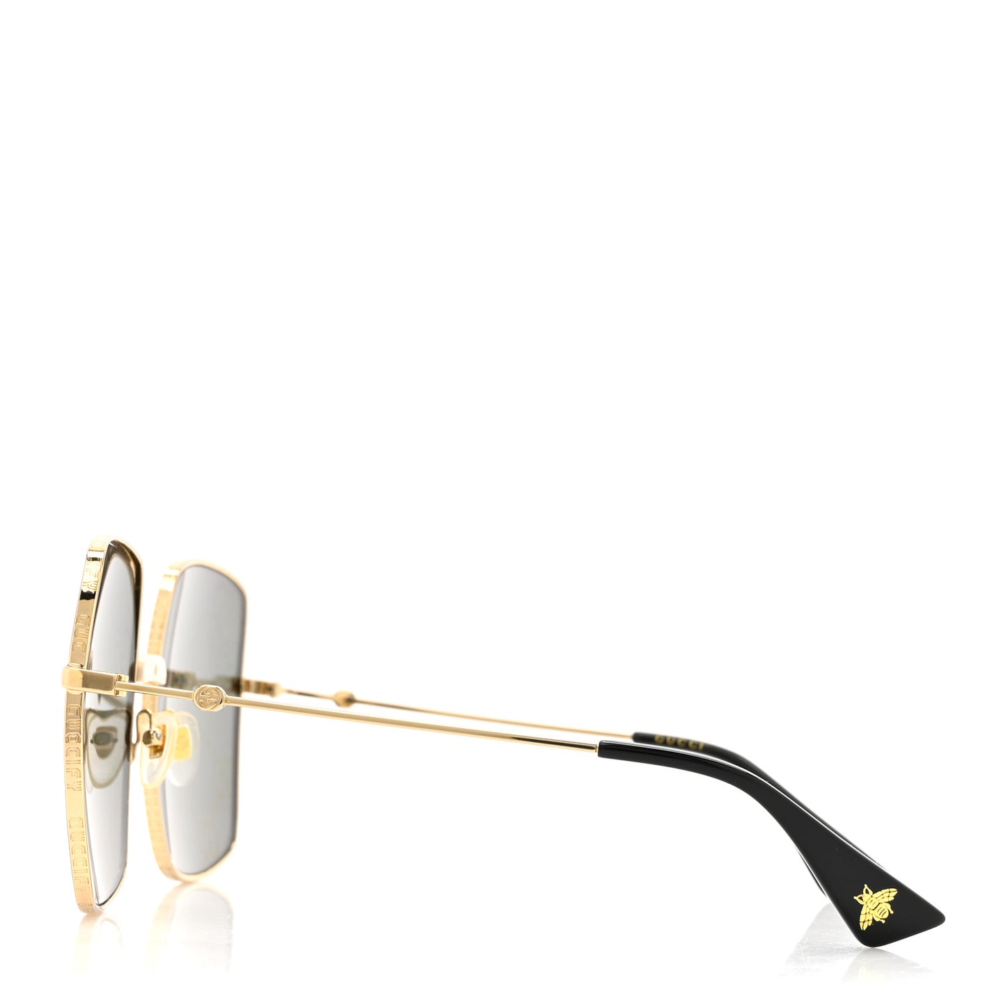 Metal Rectangular Frame Sunglasses GG0414S Gold Multicolor
