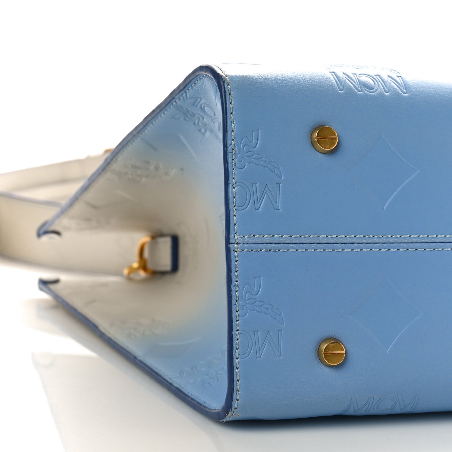 MCM Calfskin Gradation Monogram Large Munchen Tote Blue 7 of 9