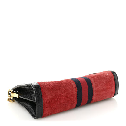 Gucci Suede Patent Web Small Ophidia Chain Shoulder Bag Hibiscus Red Black 4 of 11