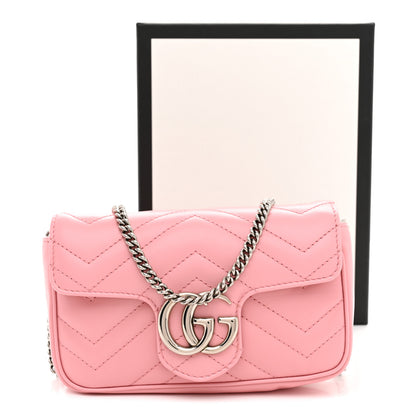 Gucci Calfskin Matelasse Super Mini GG Marmont Shoulder Bag Wild Rose Wild Rose 11 of 11
