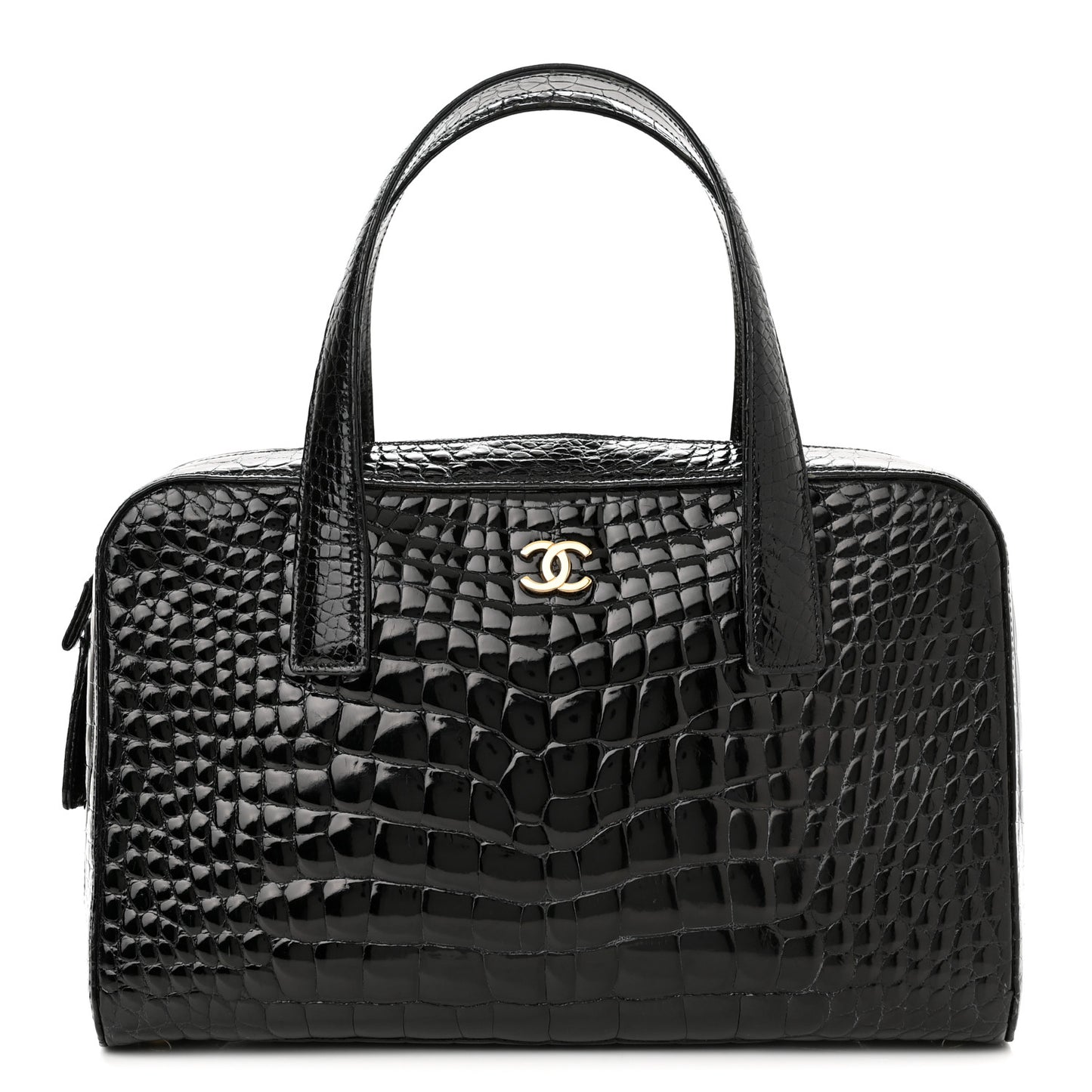 Alligator Bowler Bag Black