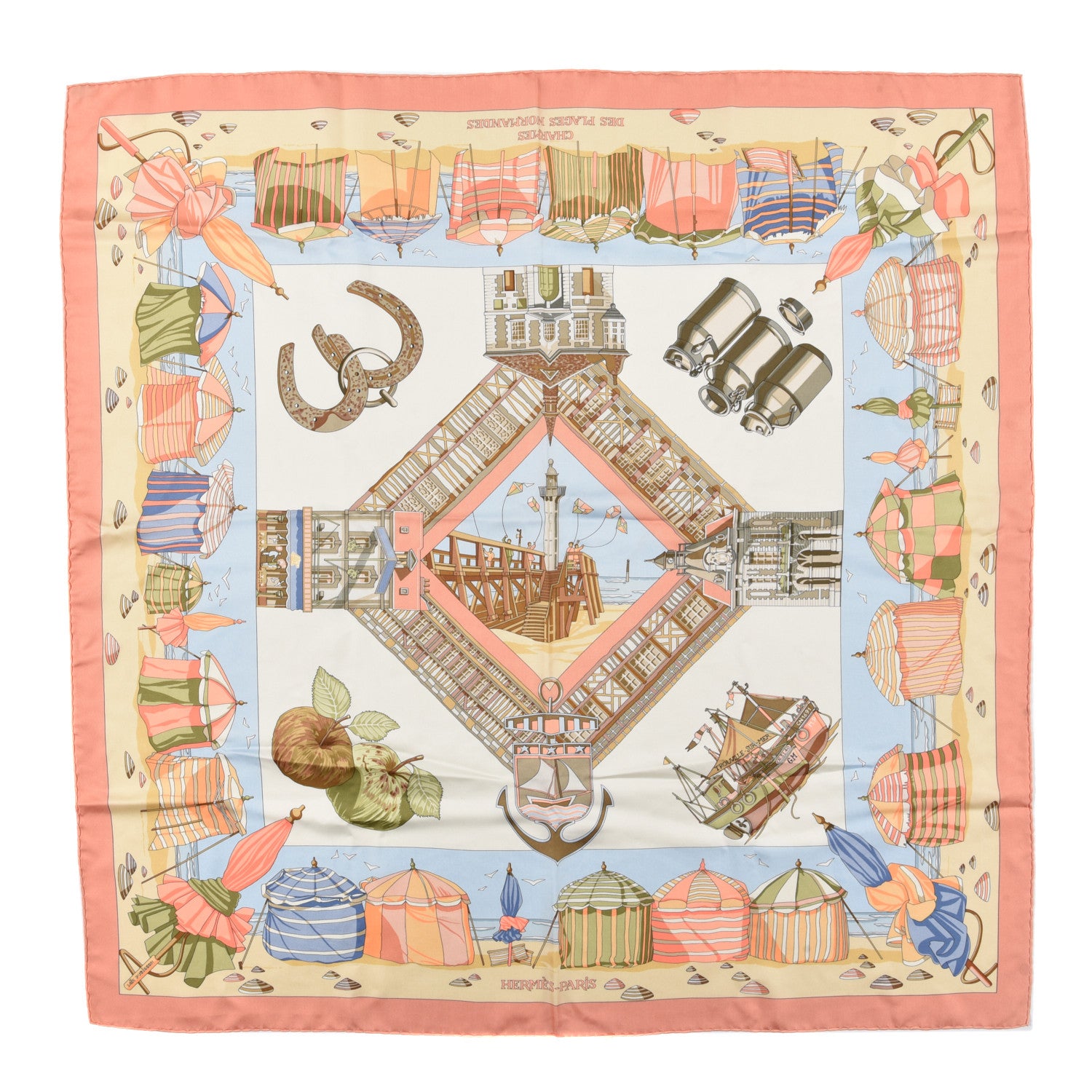Hermes Silk Charmes Des Plages Normandes Scarf 90 1 of 5