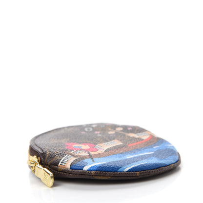 Louis Vuitton Monogram 2019 Christmas Animation Round Coin Purse Blue 4 of 8